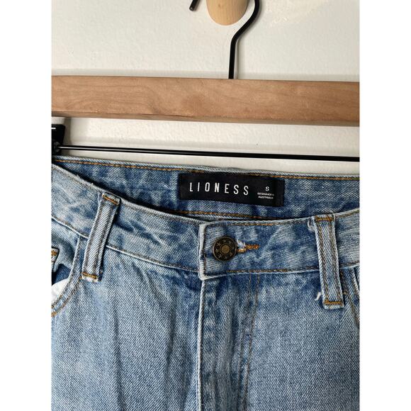 Lioness Alabama Split Leg Baggy Jeans Small Blue Trendy Fall Slouchy Denim - Picture 12 of 12